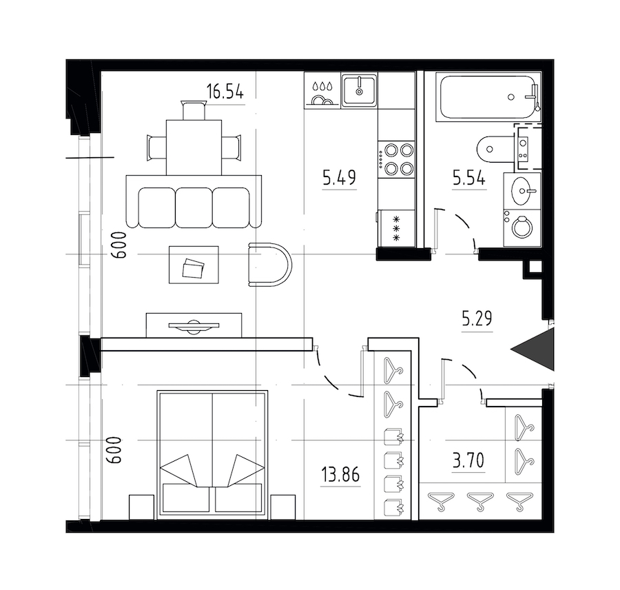 1-комнатная квартира 50.42 м², 2/9 эт., ЖК «LEGENDA Малоохтинский 68»